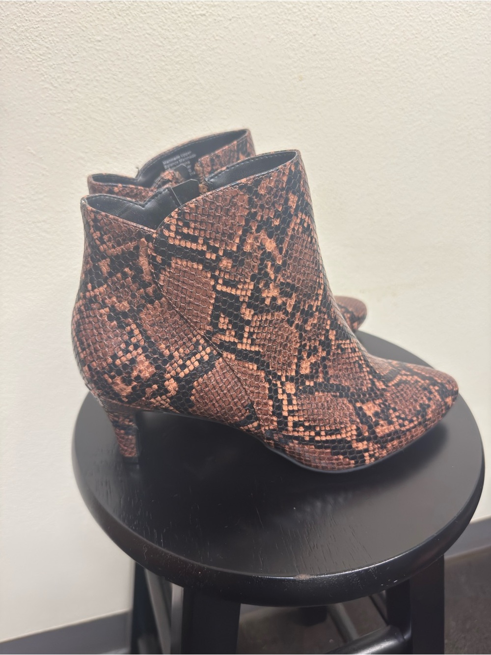 Women's Brown Snake-Print Ankle Boots